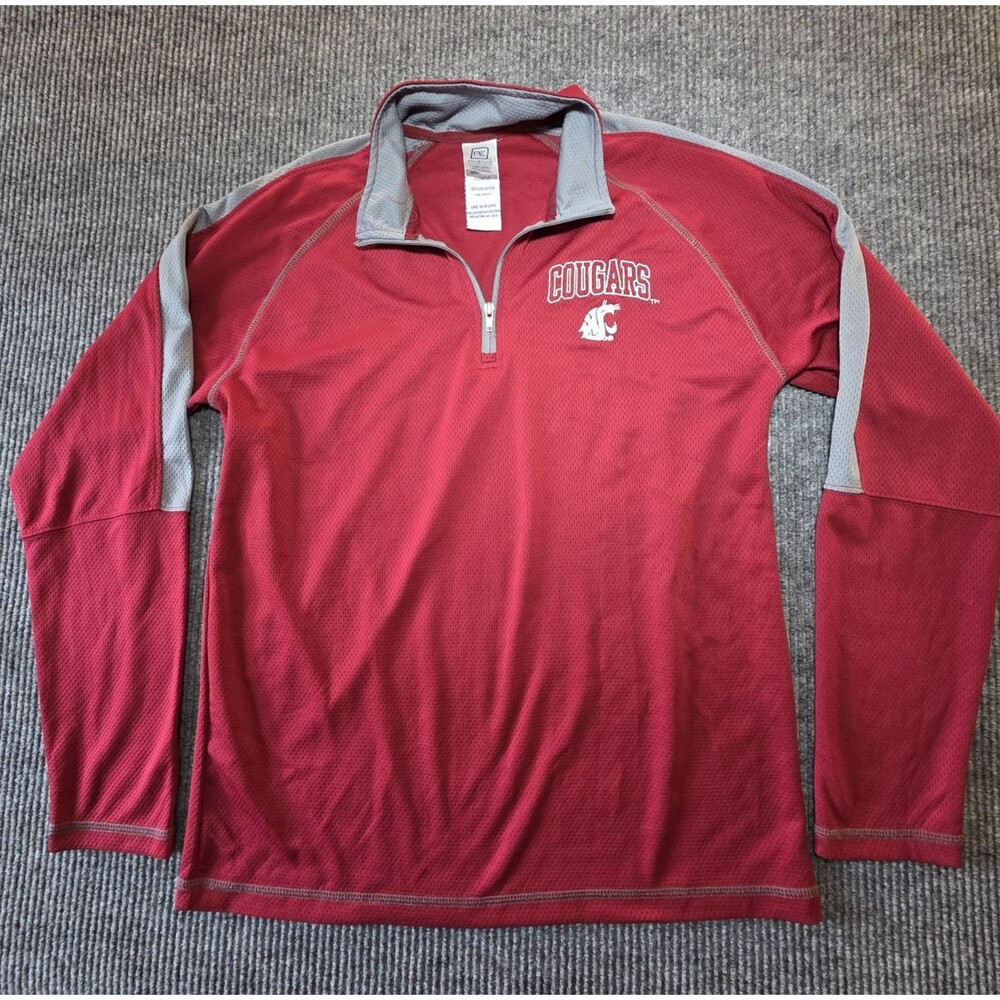 Washington State Cougars ProEdge 1/4 Zip Jacket Mens Size L (42/44) Crimson